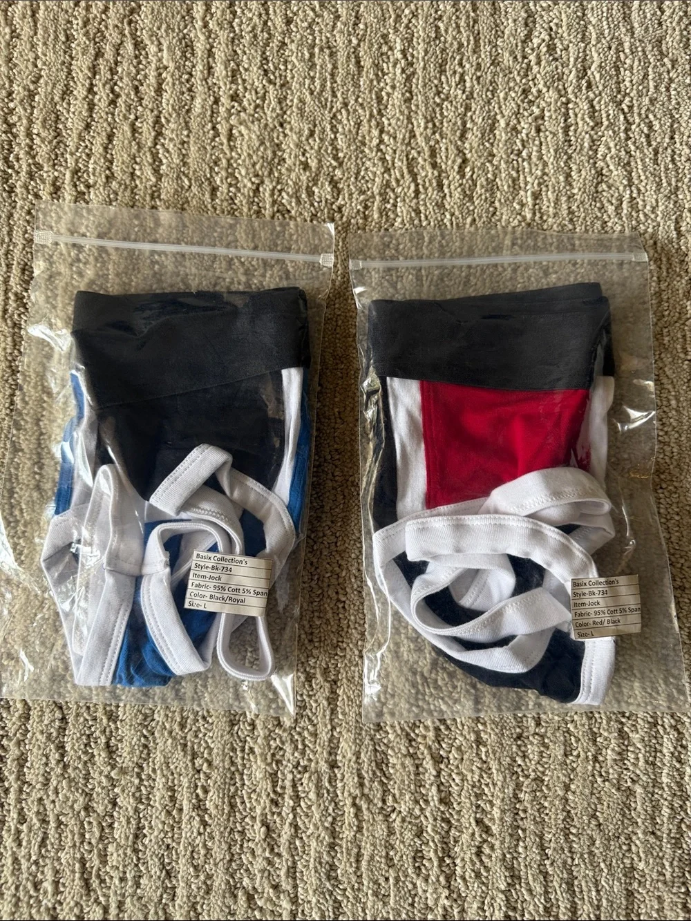 Men's Colorblock Athletic Jockstrap - Black & Red / Black & Blue